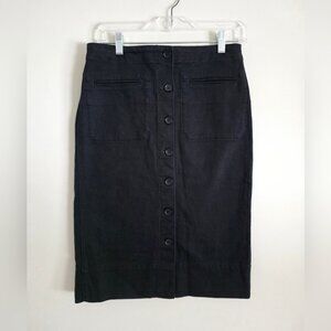 UNIQLO U by Christophe Lemaire | black denim midi Pencil skirt button Down Sz 4